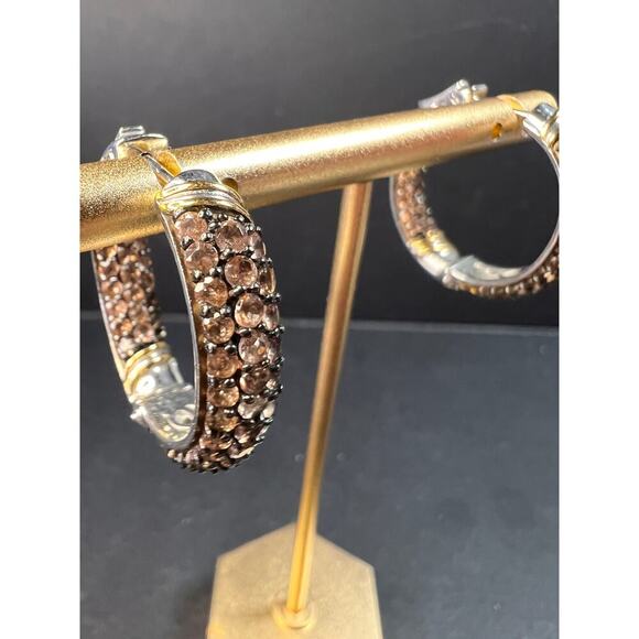 Andalusite inside out hoop earrings in gold and rhodium over sterling silver - Picture 2 of 16